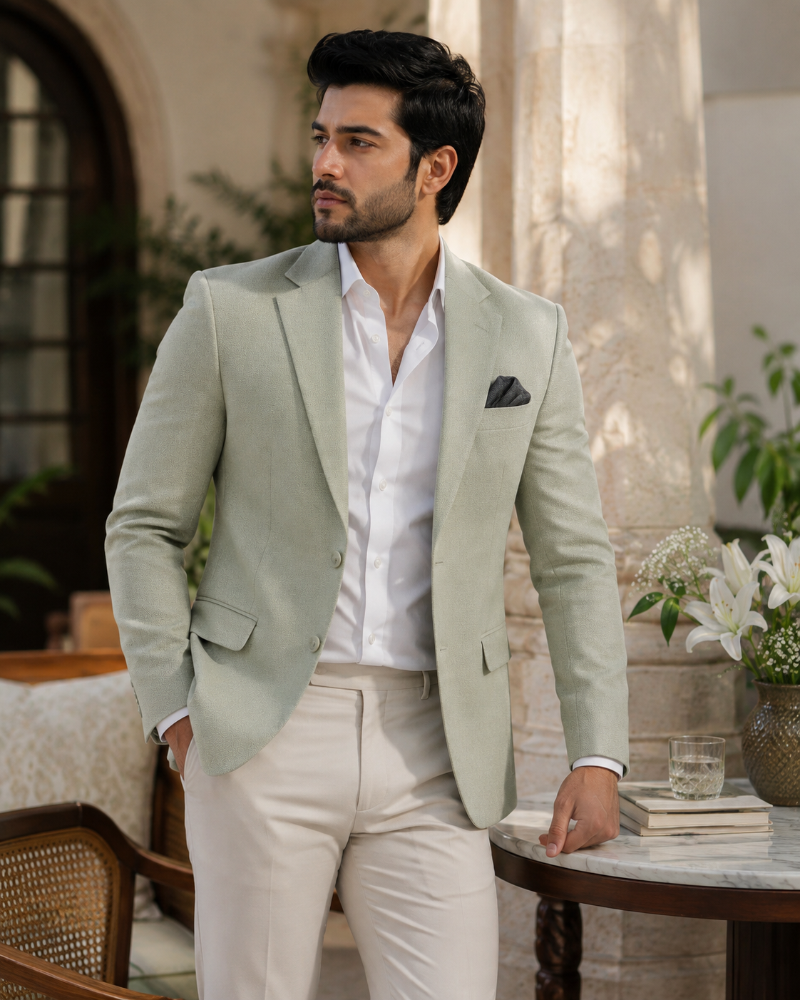 ONE MORE HOUR — Light Grey Single-Breasted Blazer