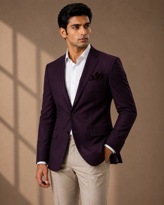 AFTER SEVEN — Deep Plum Single-Breasted Blazer