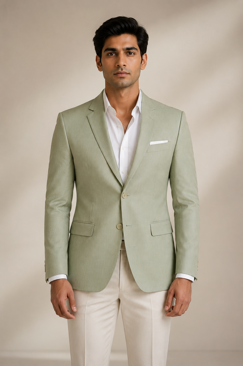 BEFORE THE DOORS OPEN — Sage Green Single-Breasted Blazer