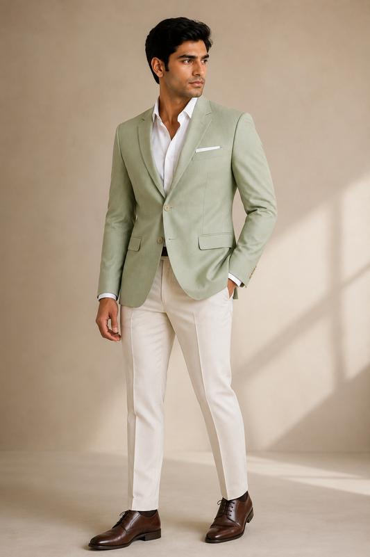 BEFORE THE DOORS OPEN — Sage Green Single-Breasted Blazer