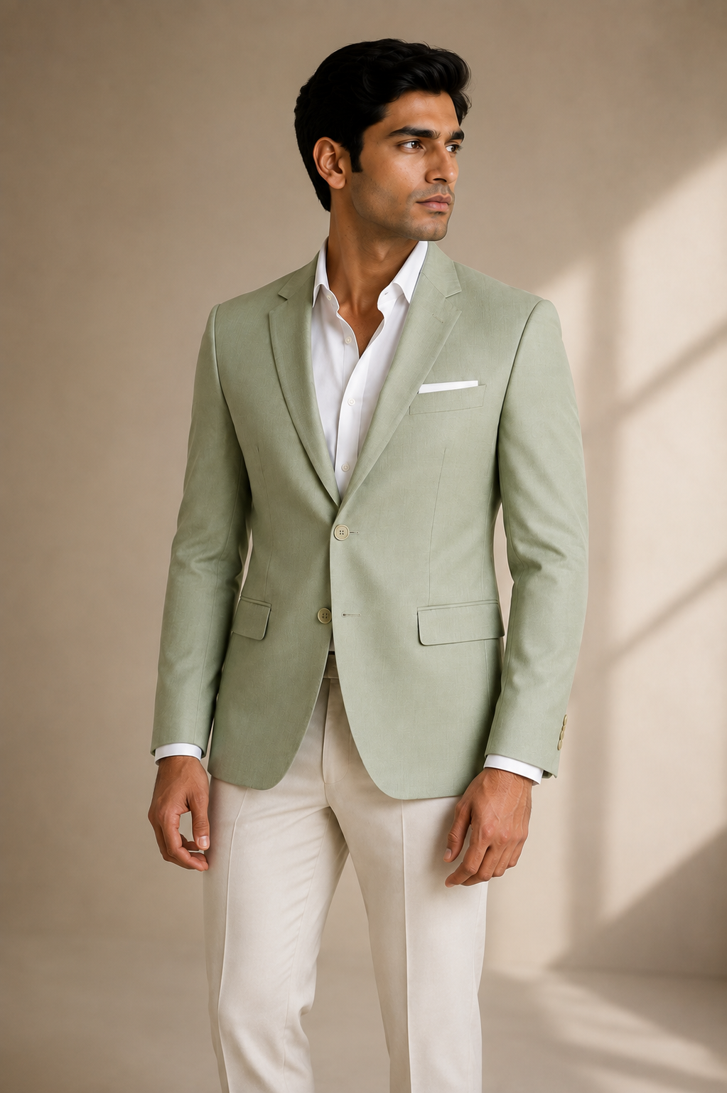 BEFORE THE DOORS OPEN — Sage Green Single-Breasted Blazer