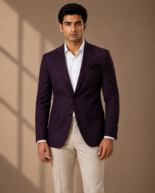 AFTER SEVEN — Deep Plum Single-Breasted Blazer