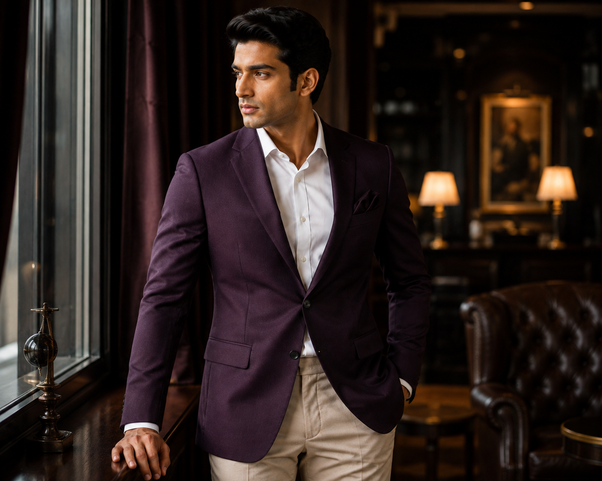 AFTER SEVEN — Deep Plum Single-Breasted Blazer