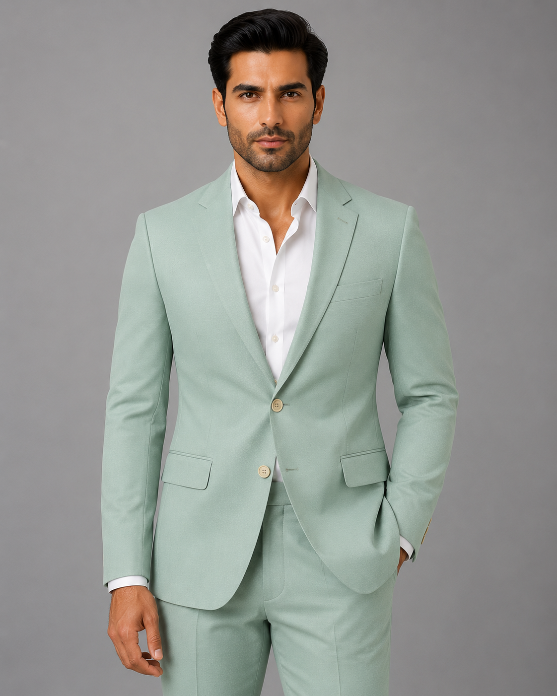 Mint Green Single-Breasted Blazer