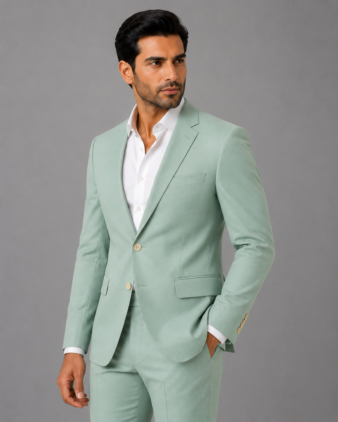 Mint Green Single-Breasted Blazer
