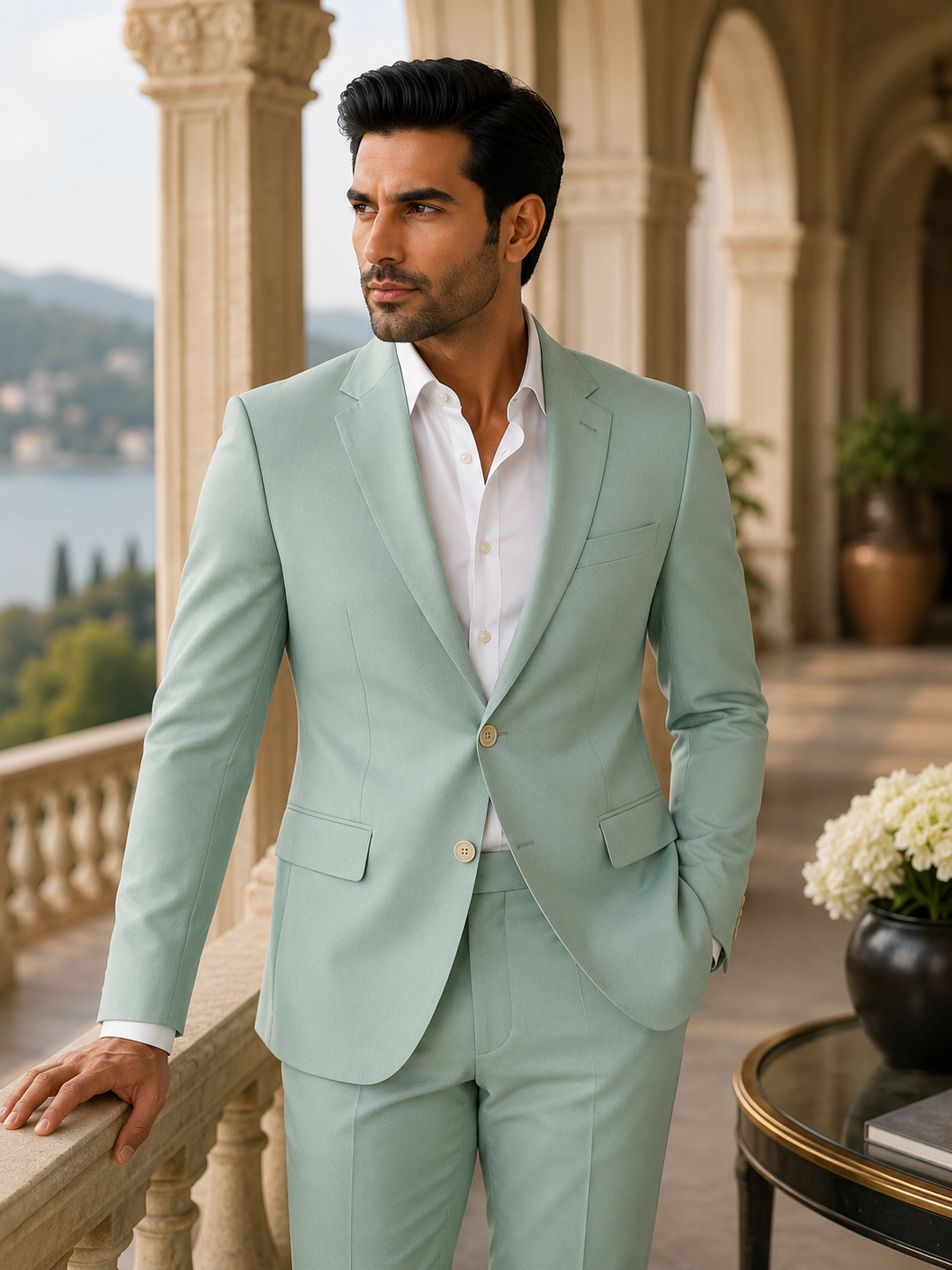 Mint Green Single-Breasted Blazer