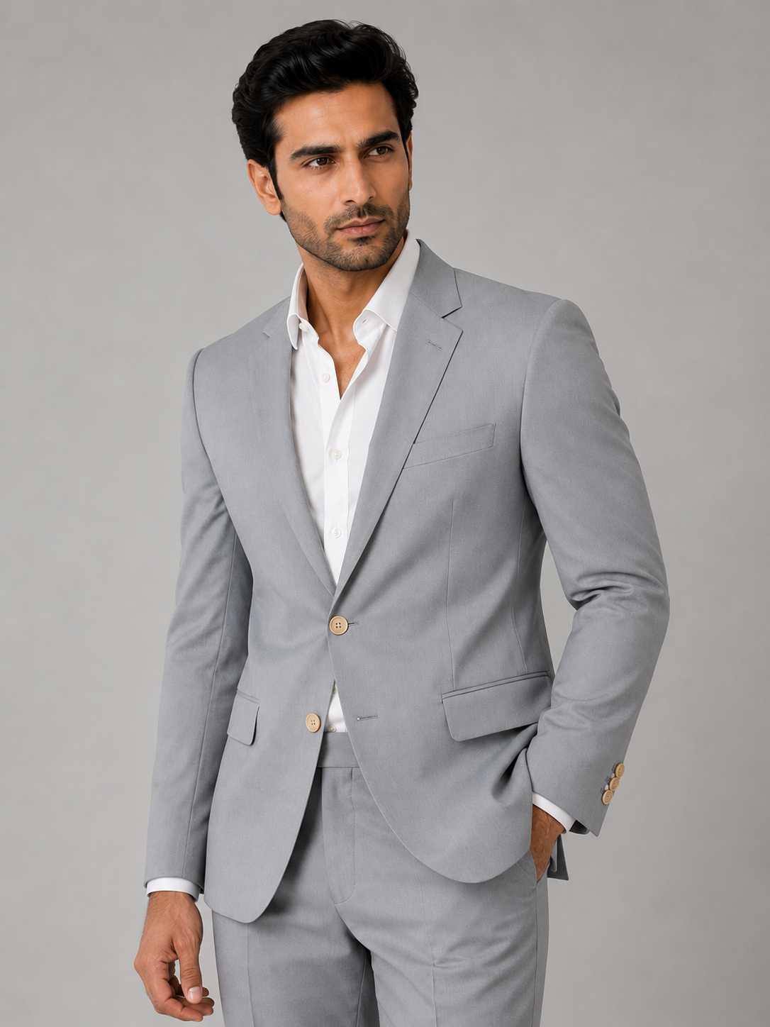 Light Grey Single Breasted Blazer