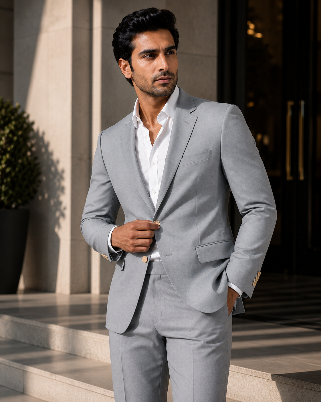 Light Grey Single Breasted Blazer