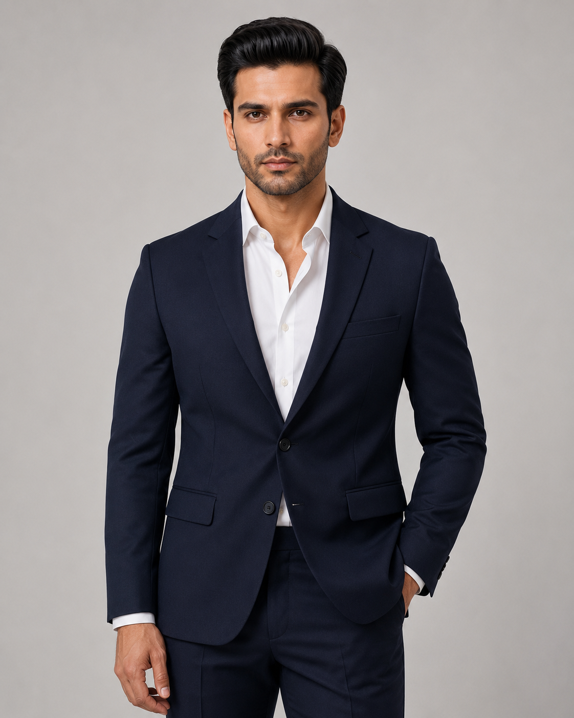 Navy Blue Single-Breasted Blazer