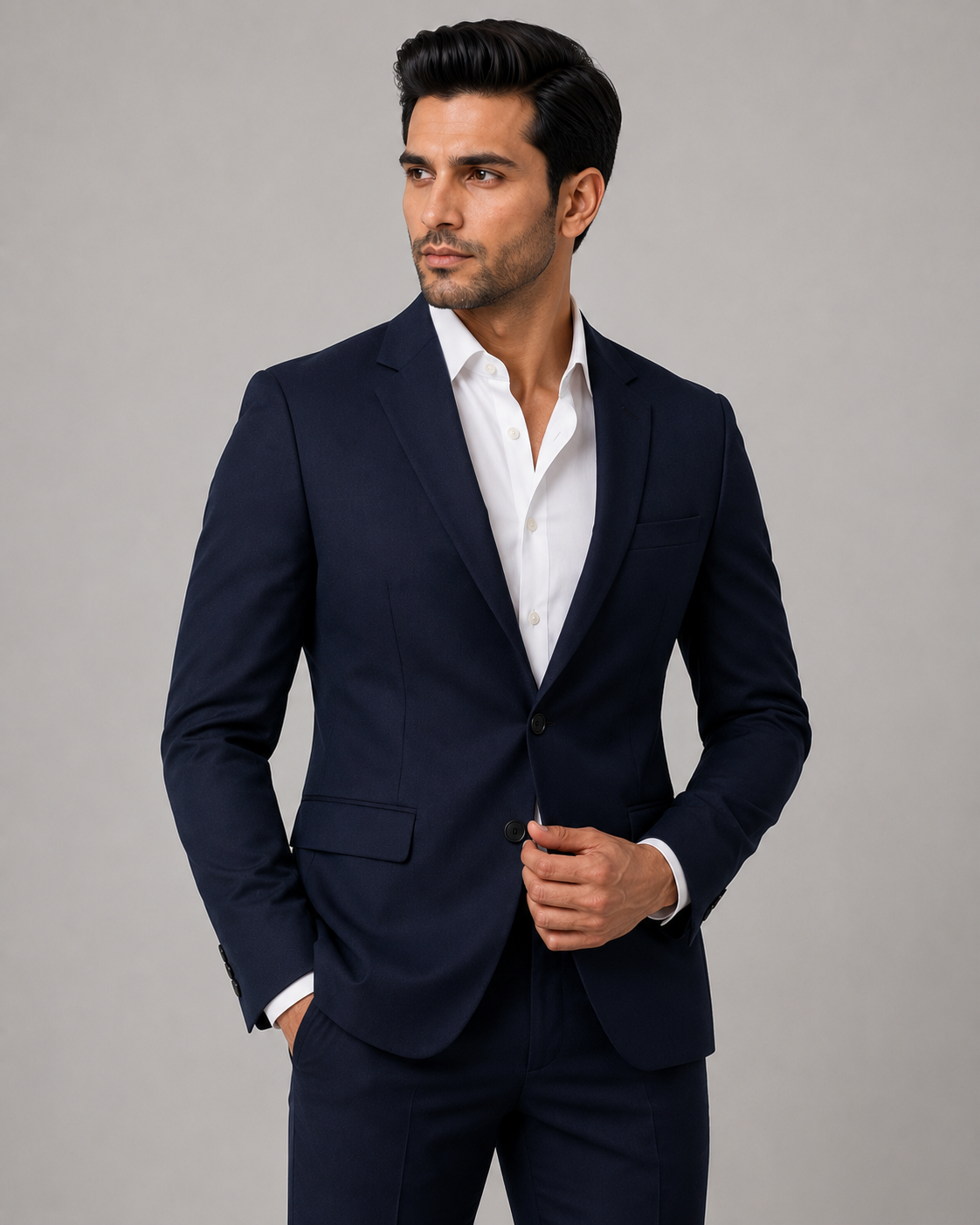 Navy Blue Single-Breasted Blazer