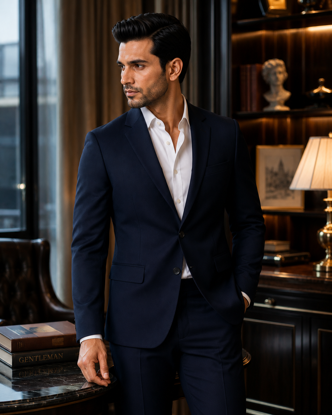 Navy Blue Single-Breasted Blazer