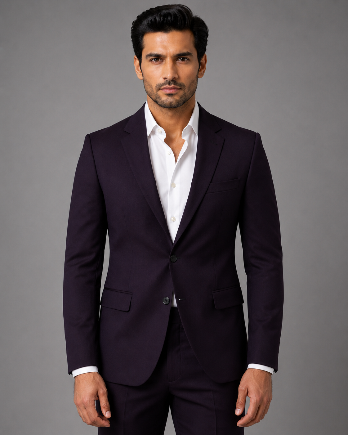 Deep Plum Single-Breasted Blazer