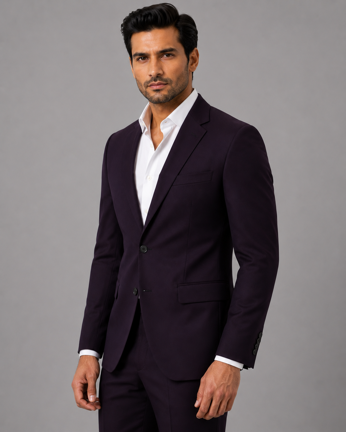 Deep Plum Single-Breasted Blazer