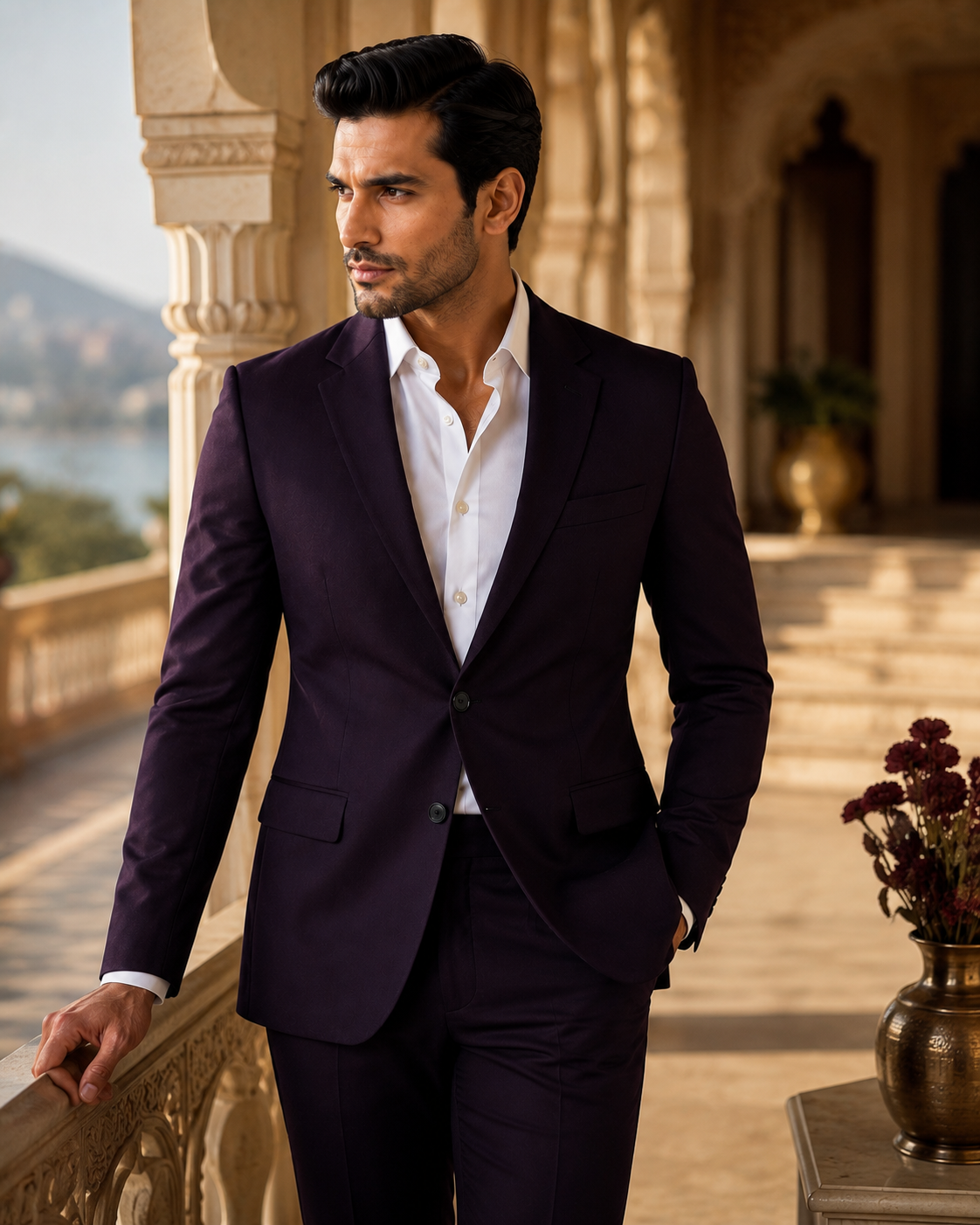 Deep Plum Single-Breasted Blazer