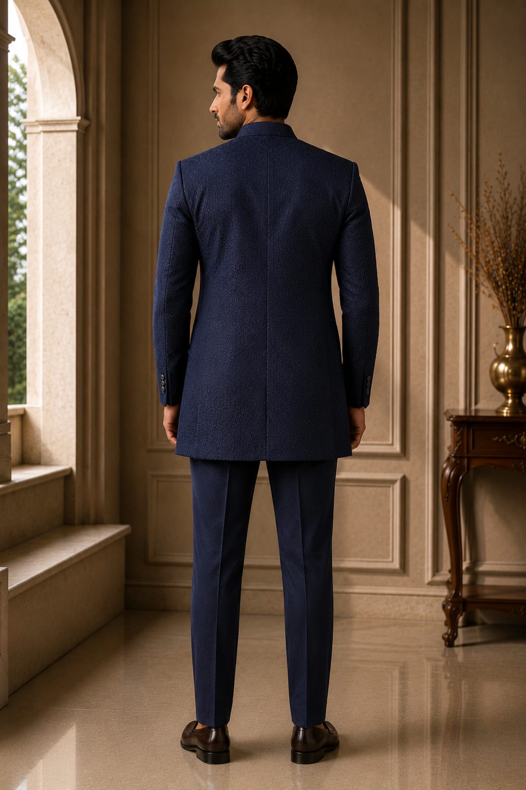 AFTER DARK — Navy Blue Jodhpuri suite dress